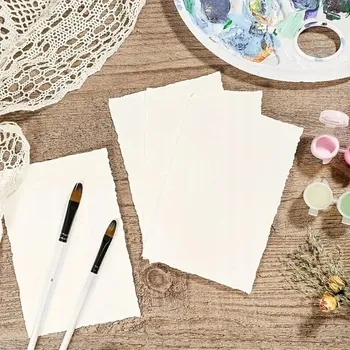 Umělecký papír Ručně vyráběný papír A4, barva ecru, mramorová struktura, 150 g/m2, 3 ks