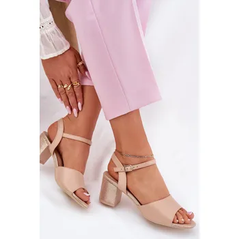 Dámské sandále Dámské sandály na podpatku Vinceza 20275 Barva: Béžová, Velikost: 39