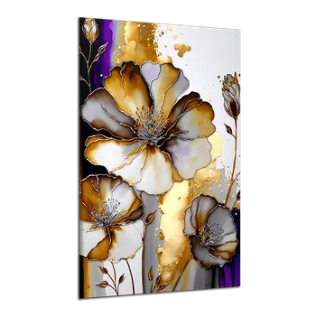 Obraz Obraz na plátně Fialové a zlaté květy , jednodílný 3837AX