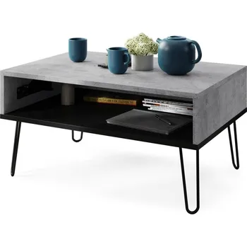 Konferenční stolek Konferenční stůl se zvedací deskou a policí HALIJA šedá beton/černá