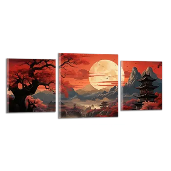 Obraz Obraz na plátně Červený západ slunce , třídílný 3759CZ