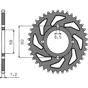 Řetězová sada pro motocykl Ocelová rozeta pro sekundární řetězy typu 428, SUNSTAR (42 zubů)