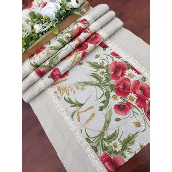 ubrus Běhoun - vlčí máky a obilí