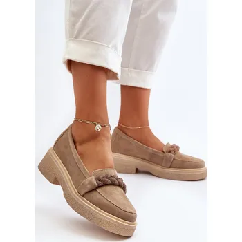 Dámské mokasíny Dámské semišové mokasíny s ozdobou Zazoo 3429/W Barva: Béžová, Velikost: 36