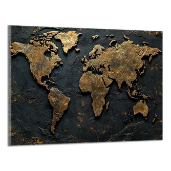 Obraz Obraz na plátně Mosazní mapa světa , jednodílný 3950AX