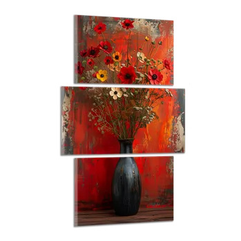 Obraz Obraz na plátně Červená kytka , třídílný 3820CX