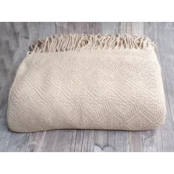 Přehoz na lůžko Deka/pléd z lamí vlny (světlá)