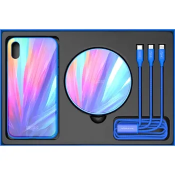 NILLKIN 3v1 dárková sada s ochranným krytem, bezdrátovou nabíječkou a kabelem pro iPhone XS Max - modrá