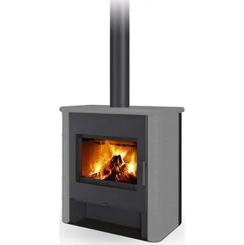 Krbová kamna ROMOTOP TELDE keramika rustik silver 54505 - krbová kamna s teplovodním výměníkem