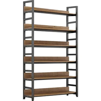 Regál - knihovna JANEL 80×175 kov/dub tmavý