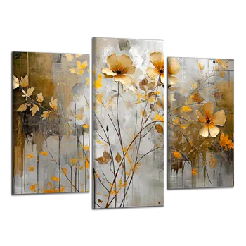 Obraz Obraz na plátně Oranžové květy a listy , třídílný 3196CX