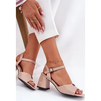 Dámské sandále Dámské sandály na podpatku Vinceza 62235 Barva: Béžová, Velikost: 36