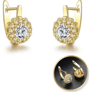 Náušnice Flamenco Mystique Náušnice z nerezové oceli pozlacené 14k zlatem, zirkony KST2858