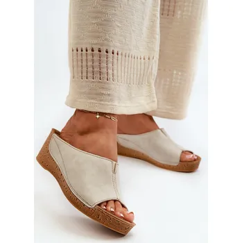 Dámské pantofle Pohodlné Dámské Sandály Na Klinu Inblu NG000002 Barva: Béžová, Velikost: 39