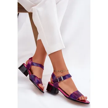 Dámské sandále Dámské kožené sandály na podpatku Maciejka 06551-15 Barva: Růžová, Velikost: 40