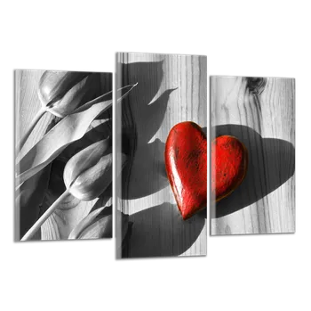 Obraz Obraz na plátně Srdce a tulipány , třídílný 2726CX