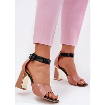 Dámské sandále Lakované Dámské Sandály Na Podpatku Vinceza 20266 Barva: Růžová, Velikost: 36