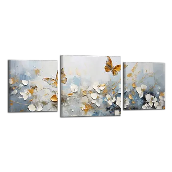 Obraz Obraz na plátně Motýli a květy , třídílný 3348CZ