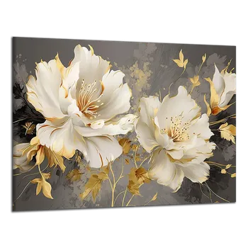 Obraz Obraz na plátně Bílé a zlaté květy , jednodílný 3176AX