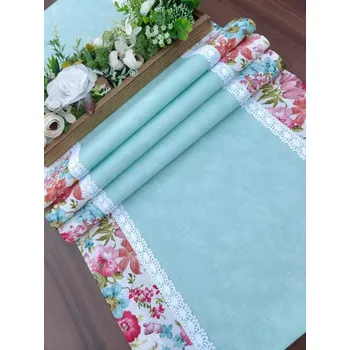 ubrus Běhoun - tyrkysový mramor lemovaný letní loukou