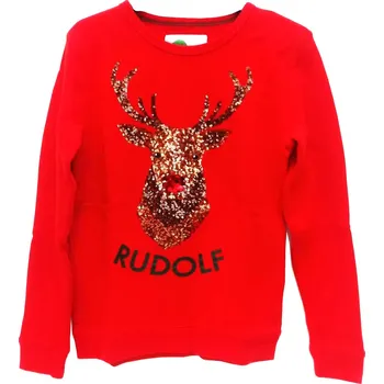 Chlapecká mikina Mikina červená se sobem, dětská Velikost: 110 (4-5 let)