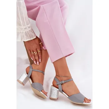 Dámské sandále Dámské sandály na podpatku Vinceza 20275 Barva: Stříbrná, Velikost: 36