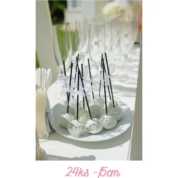 Jednorázové nádobí Cesil Plastové špejle na lízátka černé 15 cm (24 ks)