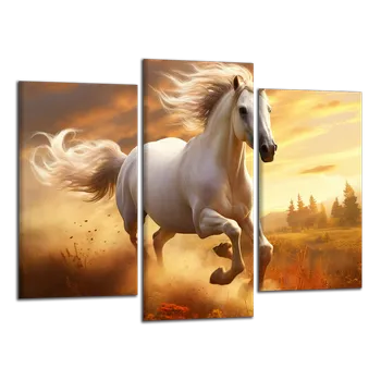 Obraz Obraz na plátně Bílý kůň , třídílný 3438CX