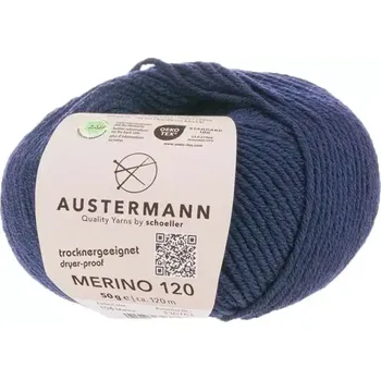 Příze Austermann Merino 120 EXP 104 Tmavě modrá (Příze Merino 120 EXP MARINE)