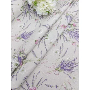 Dekorační látka - levandule a sasanky