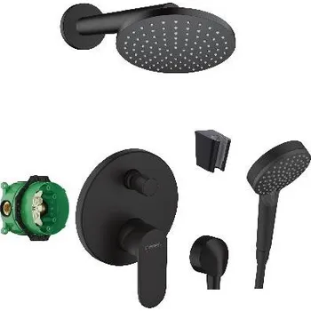 Sprchový set Hansgrohe - Sprchový set s baterií pod omítku, s tělesem, průměr 20 cm, 2 proudy, matná černá SANI21HHH412