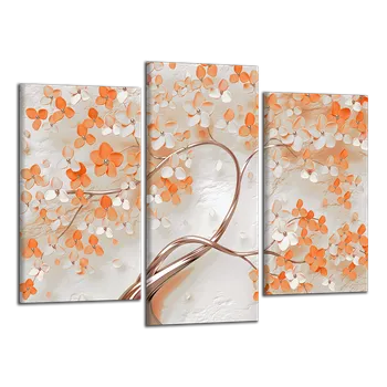 Obraz Obraz na plátně Strom s oranžovými květy , třídílný 3022CX