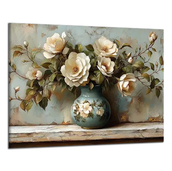 Obraz Obraz na plátně Modrá váza s květy , jednodílný 4061AX