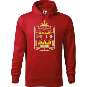 Pánská mikina DOBRÝ TRIKO Pánská mikina s potiskem Keep calm dad Velikost pánské mikiny: L, Barva: Červená