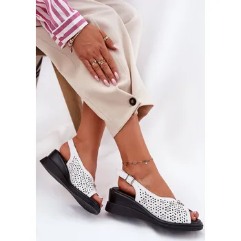 Dámské sandále Dámské Kožené Sandály Na Klínu Vinceza 41476 Barva: Bílá, Velikost: 36