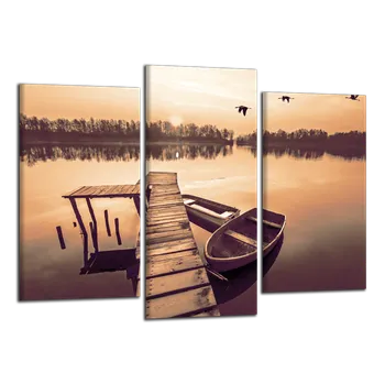 Obraz Obraz na plátně Molo a člun , třídílný 2602CX