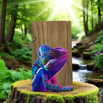 Zápisník art-wood.cz Dřevěný zápisník - chameleon fantazie
