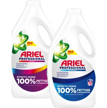 Prací prášek ACTION PACK Ariel Professional barevny a univerzalni mycí gel 2 x 70 praní