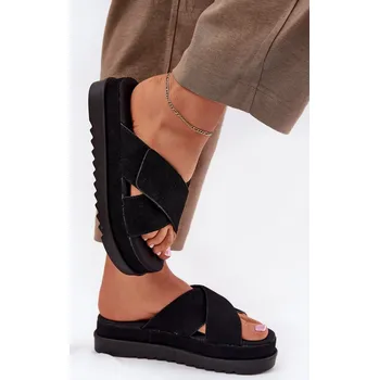 Dámské pantofle Dámské Pantofle Na Platformě S Propletenými Pásky Rinasara Barva: Černá, Velikost: 41