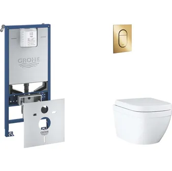 Klozet GROHE - Rapid SLX Set předstěnové instalace, klozetu, sedátka SoftClose a tlačítka Arena Cosmopolitan S, Triple Vortex, Cool Sunrise SANI11BB4110