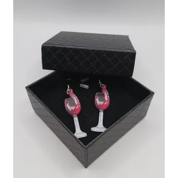 Hudební náušnice v dárkové krabičce - 2 skleničky červeného vína