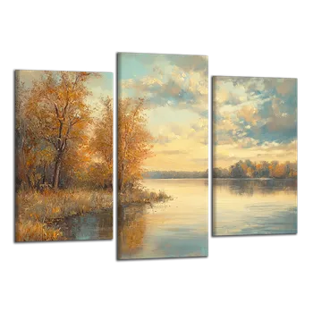 Obraz Obraz na plátně Podzim u řeky , třídílný 3954CX