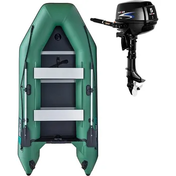 Člun Člun GLADIATOR LIGHT AK320WF green - nafukovací člun s dřevěnou podlahou - sada: se spalovacím motorem PARSUN F5 3,6 kW