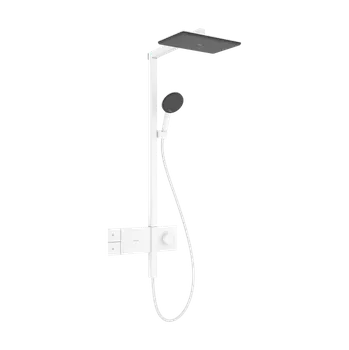 Vodovodní baterie Hansgrohe Raindance Alive Q - Showerpipe 210/340 1jet EcoSmart, s termostatem ShowerSelect Comfort, bílá matná 24581700