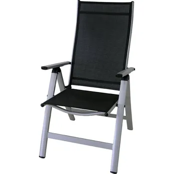 Polohovací křeslo London - stříbrná / černá