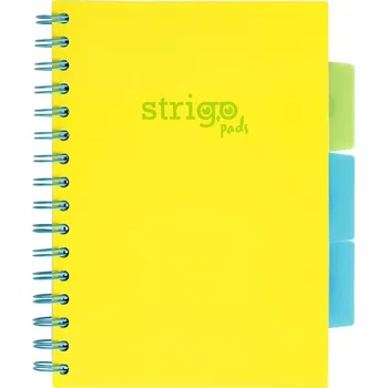 Strigo Blok Strigo A5/100l 80g NEON žlutý spirála s rozřaďovačem 561726