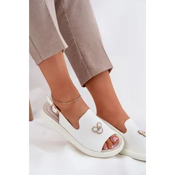 Dámské sandále Dámské kožené sandály s ozdobou Vinceza 66757 Barva: Bílá, Velikost: 36