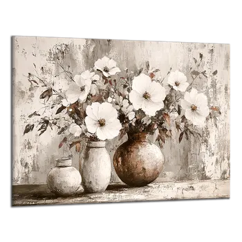 Obraz Obraz na plátně Bílé květy ve vázách , jednodílný 4055AX