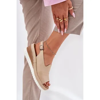 Dámské sandále Dámské Kožené Sandály Na Klínu Artiker 56C0918 Barva: Béžová, Velikost: 41