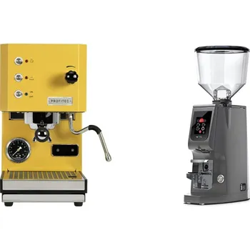 Kávovar Profitec GO, yellow + Eureka Atom W 75, grey